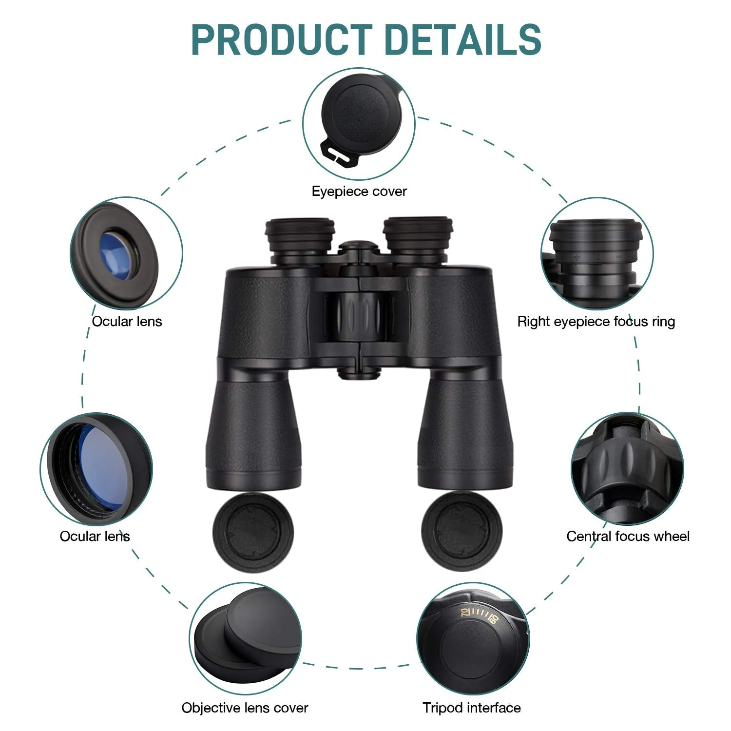 20x50 HD Binoculars for Adults High Powered Professional Waterproof/Compact Binoculars Durable & Clear BAK4 Prism FMC Lens,Bird Watching Binoculars for Adults Outdoor Sports Travel Hunting