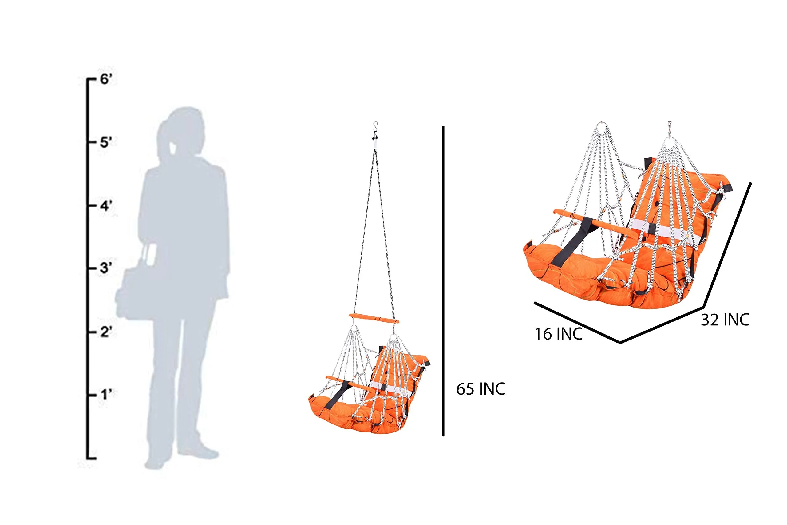 BOFFLE Cotton Baby Swing for Kids jhula 1-5 Years Swings Cradle Chair uyyala New Born Baby Gifts Foldable and Washable with Safety Belt, Home & Garden (Orange)