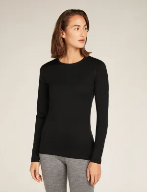 Icebreaker Women's Merino 200 Oasis Long Sleeve Crewe Thermal Top - Black