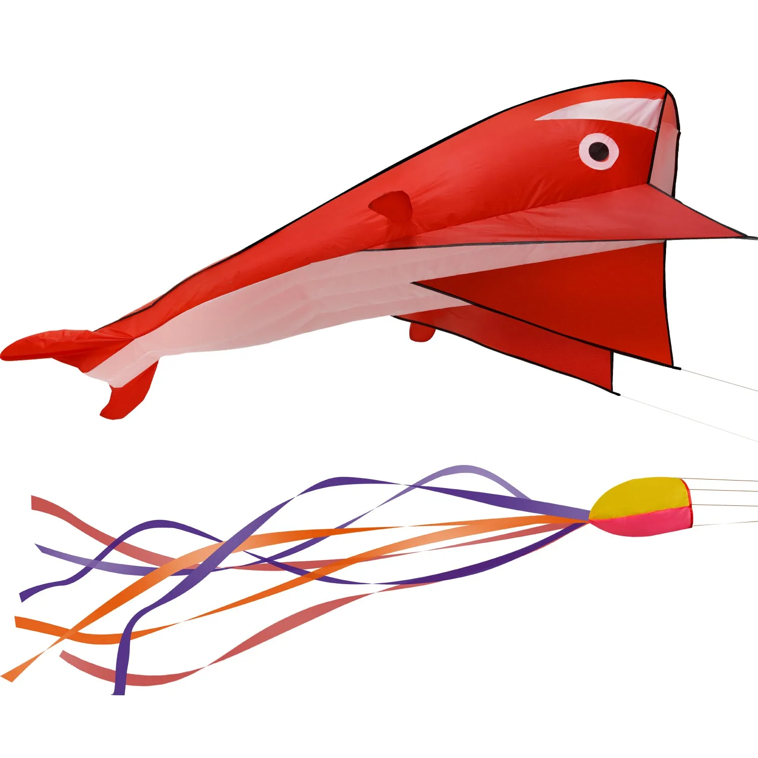 Image 3D Kite Large Blue Dolphin Breeze Beach Kites with Huge Frameless Soft Parafoil Giant,Gift for Kids,Family