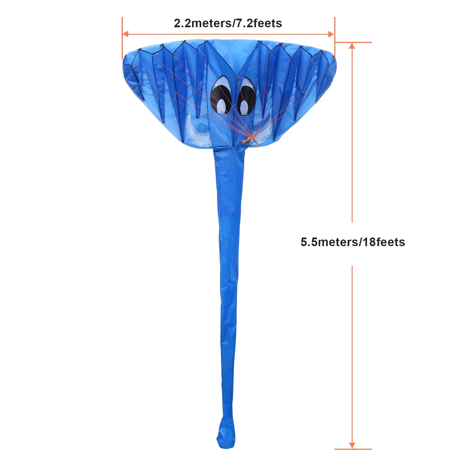 IMAGE 3D Kite Large Blue Elephant Breeze Beach Kites with Huge Frameless Soft Parafoil Giant, Great for Outdoor Games and Activities and Great Gift for Kids