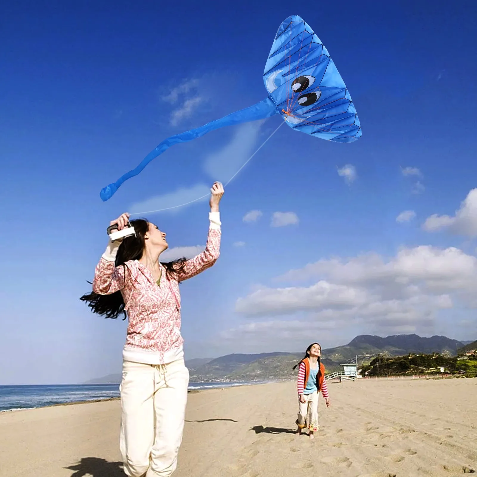 IMAGE 3D Kite Large Blue Elephant Breeze Beach Kites with Huge Frameless Soft Parafoil Giant, Great for Outdoor Games and Activities and Great Gift for Kids