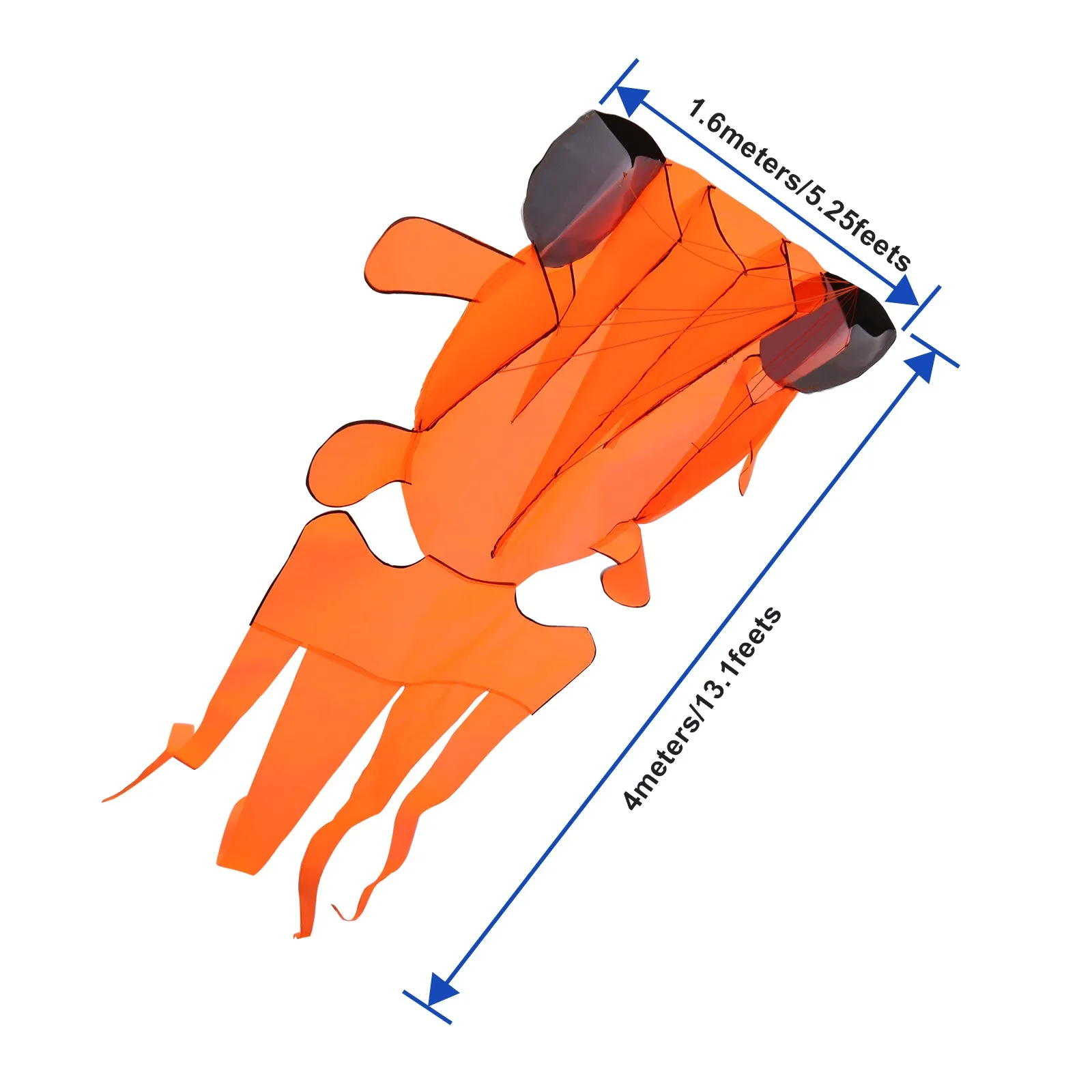 IMAGE 3D Kite Large Orange Goldfish Breeze Beach Kites with Huge Frameless Soft Parafoil Giant,Gift for Kids,Family