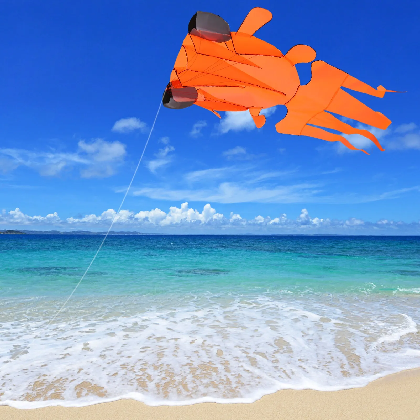IMAGE 3D Kite Large Orange Goldfish Breeze Beach Kites with Huge Frameless Soft Parafoil Giant,Gift for Kids,Family