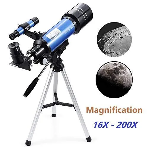MaxUSee 70mm Refractor Telescope with Tripod & Finder Scope for Kids & Astronomy Beginners, Portable Telescope with 4 Magnification eyepieces & Phone Adapter