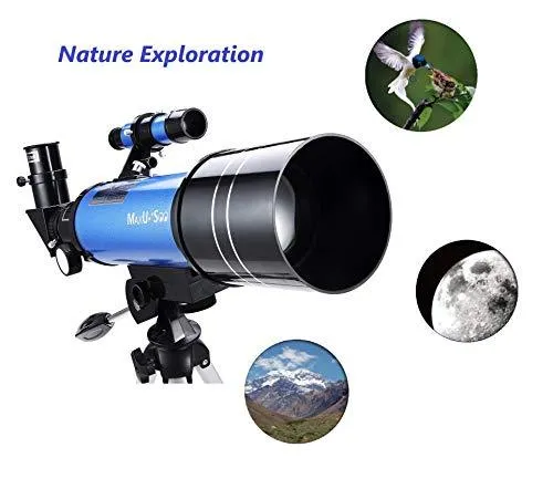 MaxUSee 70mm Refractor Telescope with Tripod & Finder Scope for Kids & Astronomy Beginners, Portable Telescope with 4 Magnification eyepieces & Phone Adapter