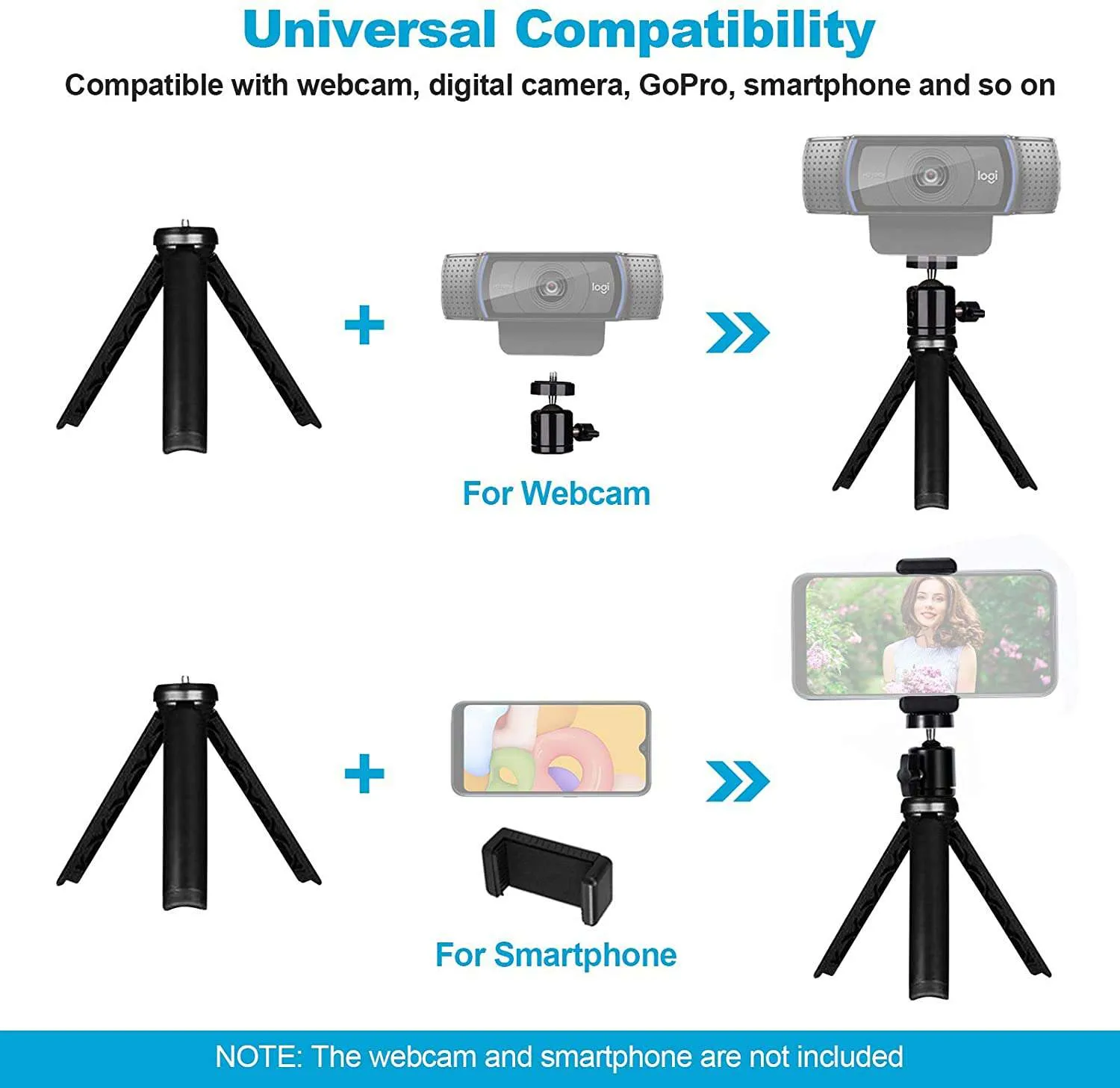 NexiGo Mini Tripod for Camera/Phone/Webcam