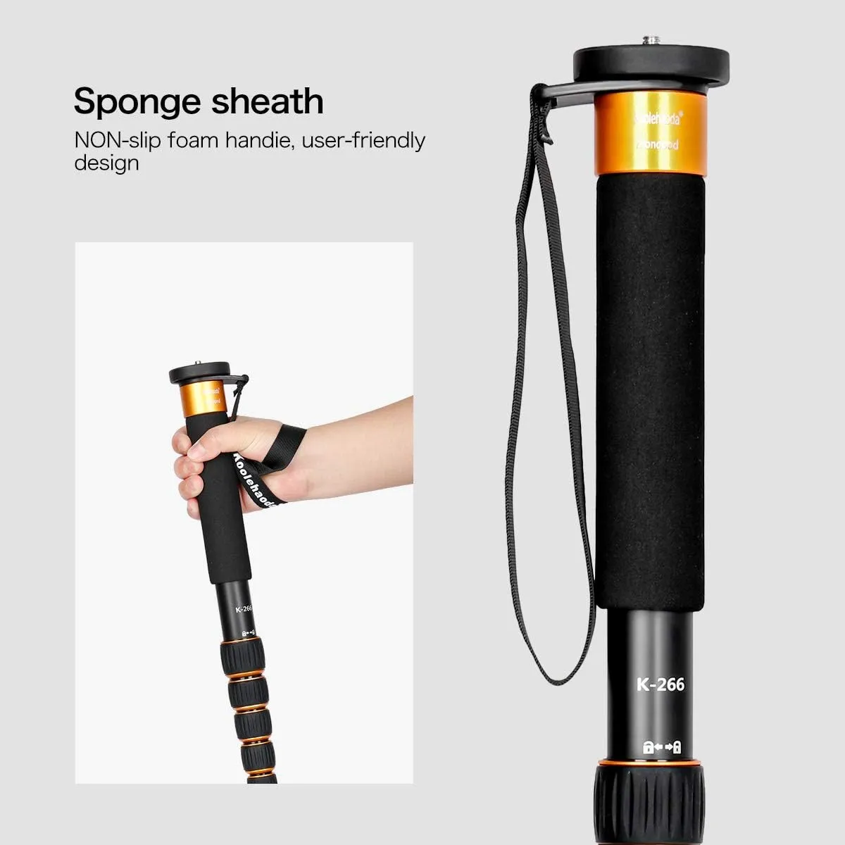 Portable Photography Aluminum Alloy Unipod Stick,(K-266 Orange)