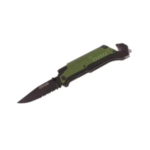 TORK CRAFT KNIFE SURVIVAL GREEN WITH LED LIGHT & FIRE STARTER IN DOUBLE BLISTER