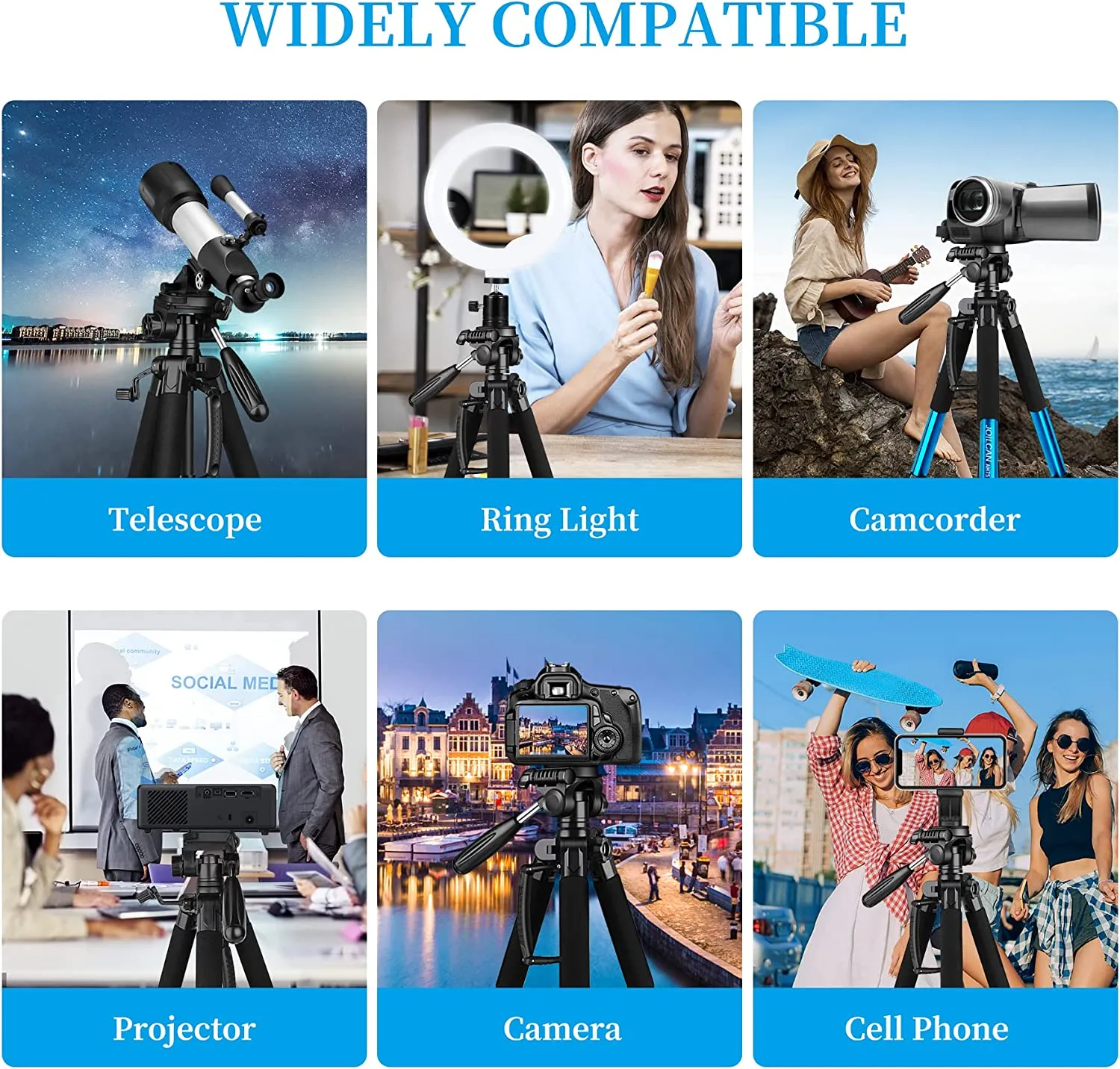Tripod Camera Tripods, 74" Tripod for Camera Cell Phone Video Photography, Heavy Duty Tall Camera Stand Tripod, Professional Travel DSLR Tripods Compatible with Canon Nikon iPhone, Max Load 15 LB(USA)