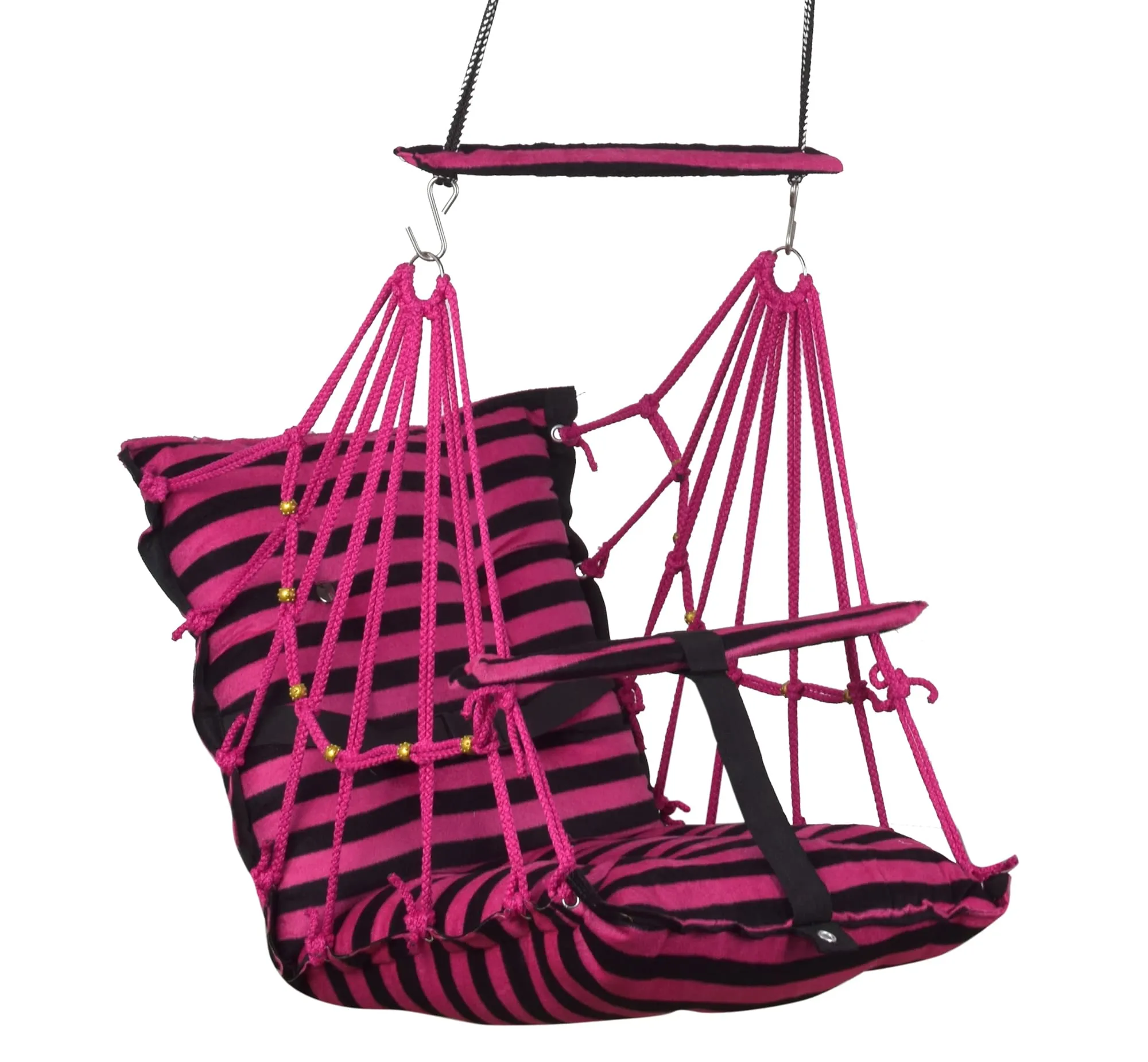 Windson Craft® Cotton Swing Chair for Kids Baby's Children Folding and Washable1-6 Years with Safety Belt/Home,Garden Jhula for Babies|Swing for Kids|Seat and Back Side 16x16 inch (Cherry Patta Swing)