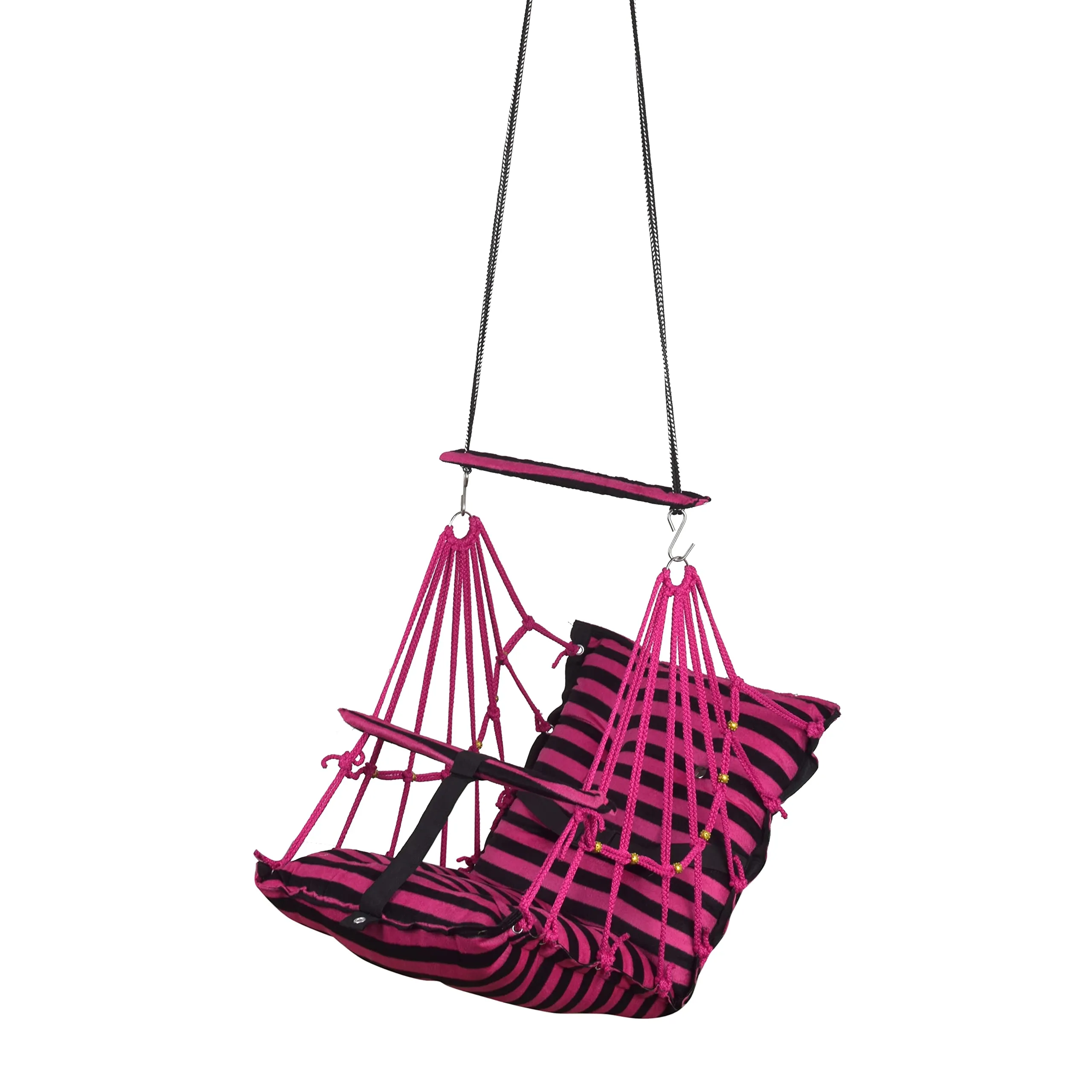 Windson Craft® Cotton Swing Chair for Kids Baby's Children Folding and Washable1-6 Years with Safety Belt/Home,Garden Jhula for Babies|Swing for Kids|Seat and Back Side 16x16 inch (Cherry Patta Swing)